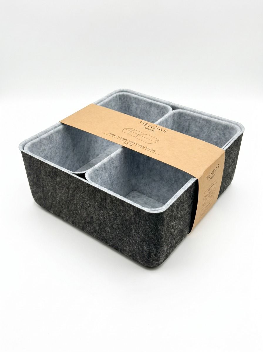 ORGANIZADOR FIELTRO DARK GREY SET X4 ALTO
