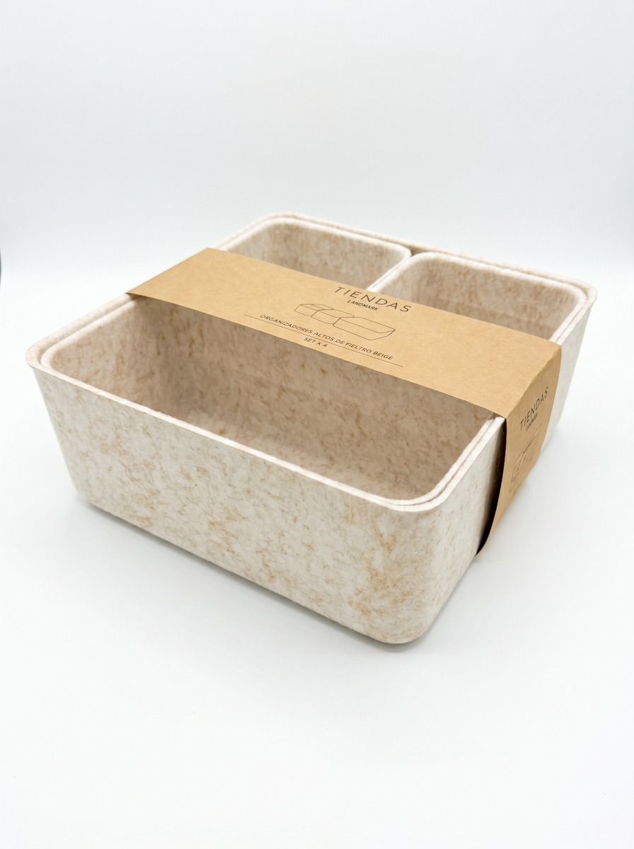 ORGANIZADOR FIELTRO BEIGE SET X4 ALTO
