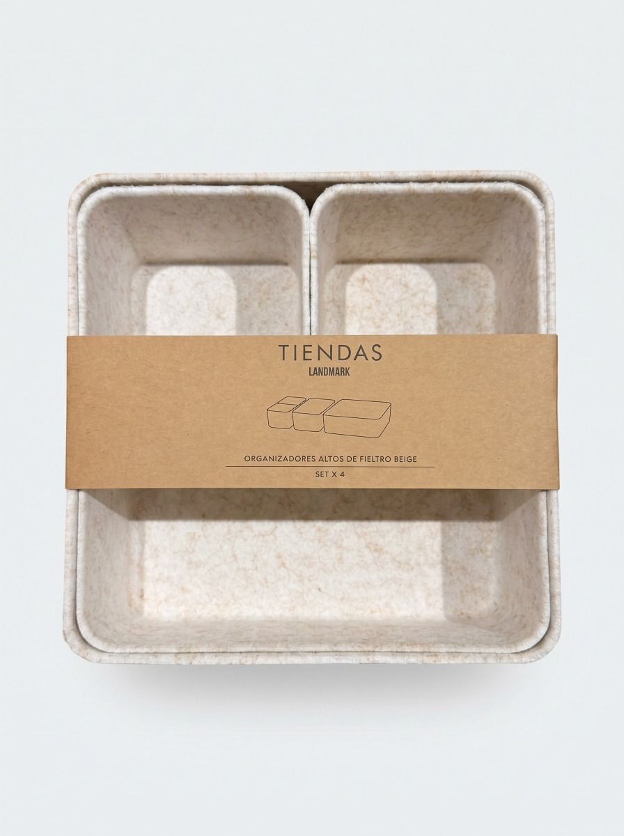 ORGANIZADOR FIELTRO BEIGE SET X4 ALTO