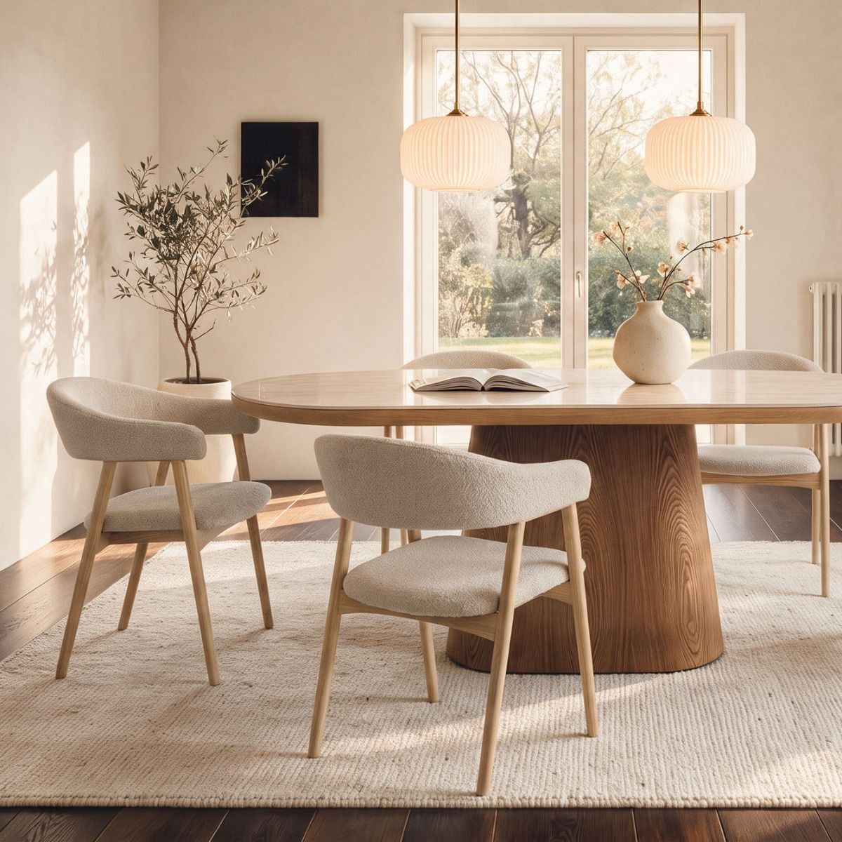 MESA DE COMEDOR HANS TRAVERTINE & NATURAL 200 X 90