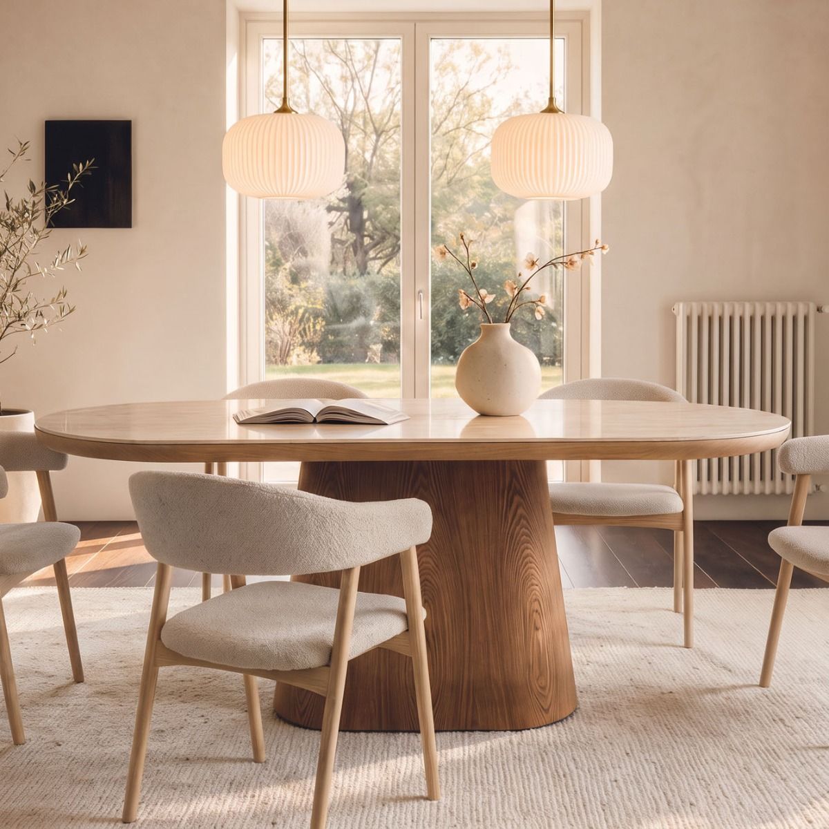 MESA DE COMEDOR HANS TRAVERTINE & NATURAL 200 X 90