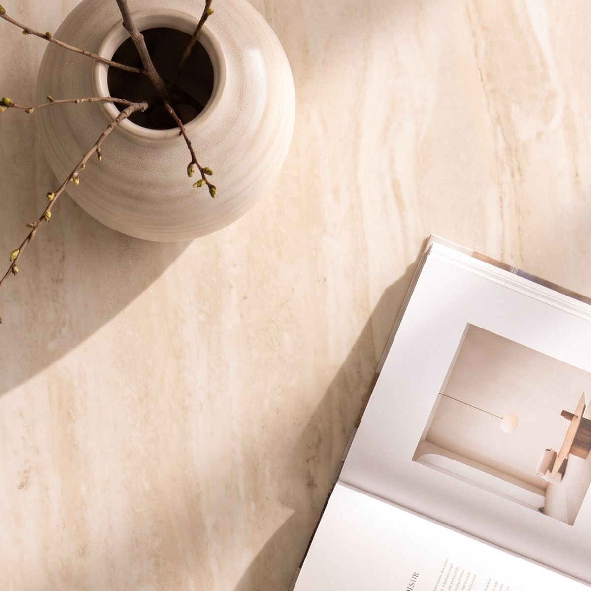 MESA DE COMEDOR HANS TRAVERTINE & NATURAL 200 X 90