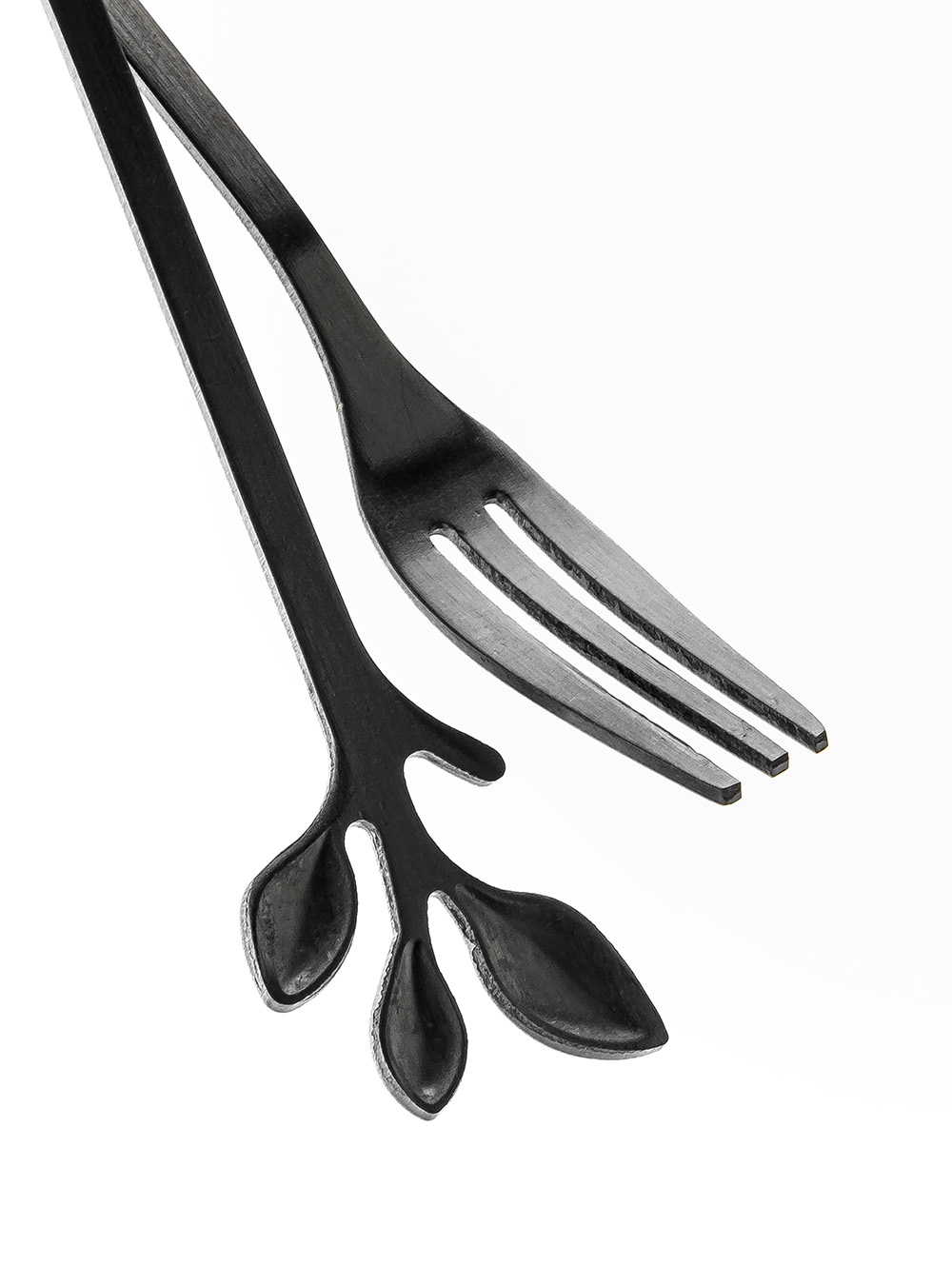 SET X6 TENEDORES NEGROS LEAF DISEÑO HOJA EN CAJA image number null