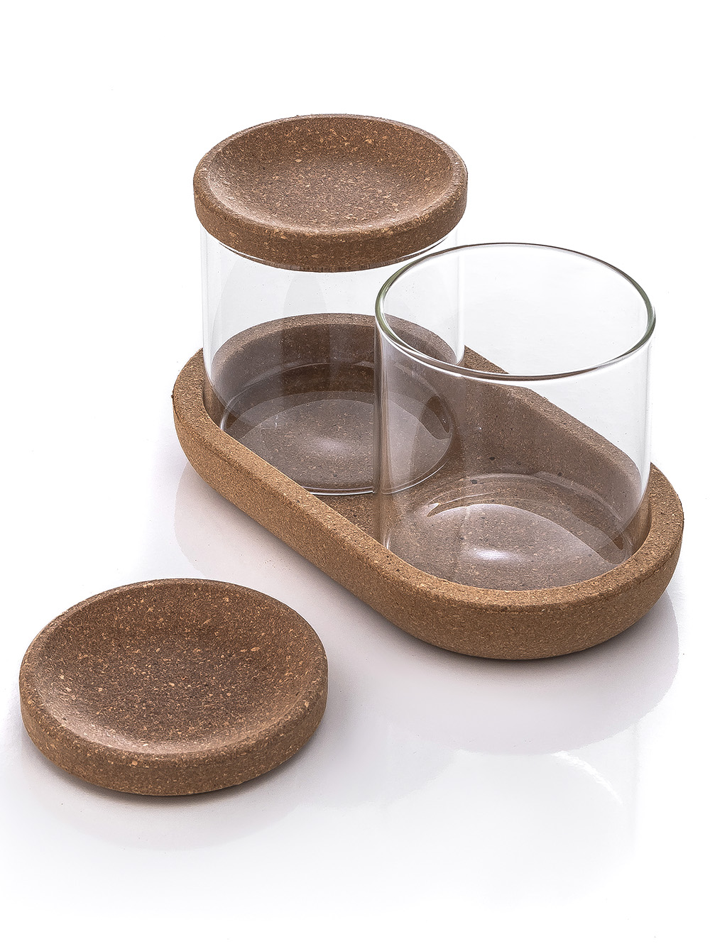SET X 2 FRASCOS CON BANDEJA GLASS AND CORK S-IQUE-4.jpg image number null