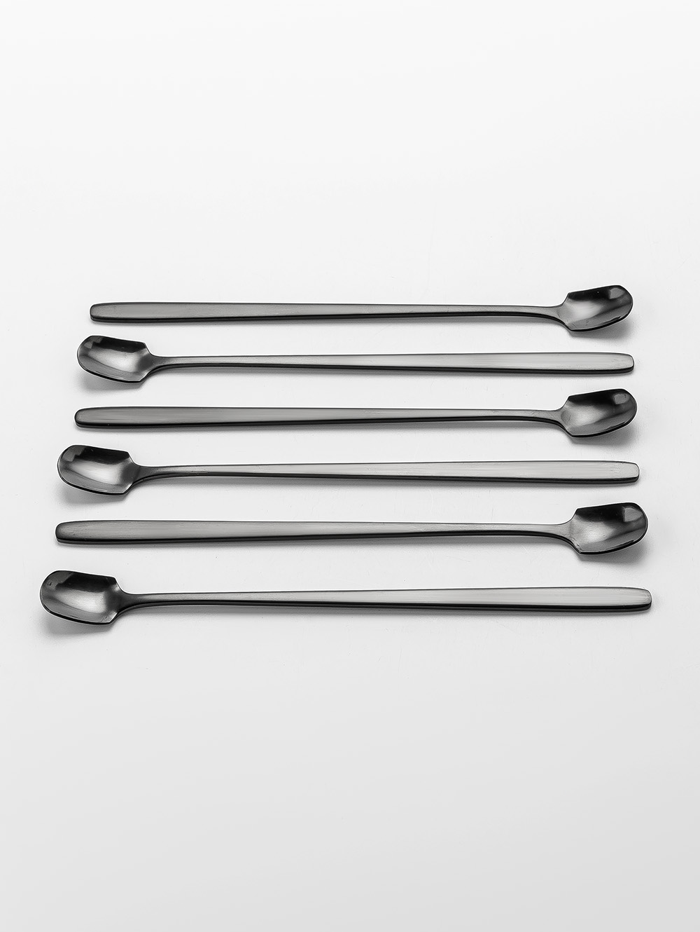 SET X 6 CUCHARAS DE ACERO NEGRO DISE&Ntilde;O PALA 17CM image number null