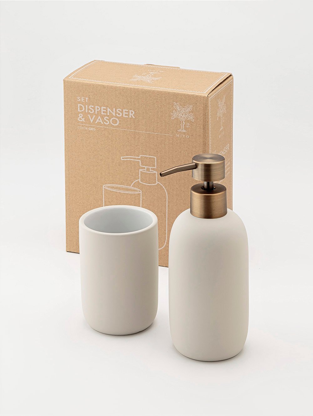 SET DISPENSER Y VASO MILAN GREY image number null