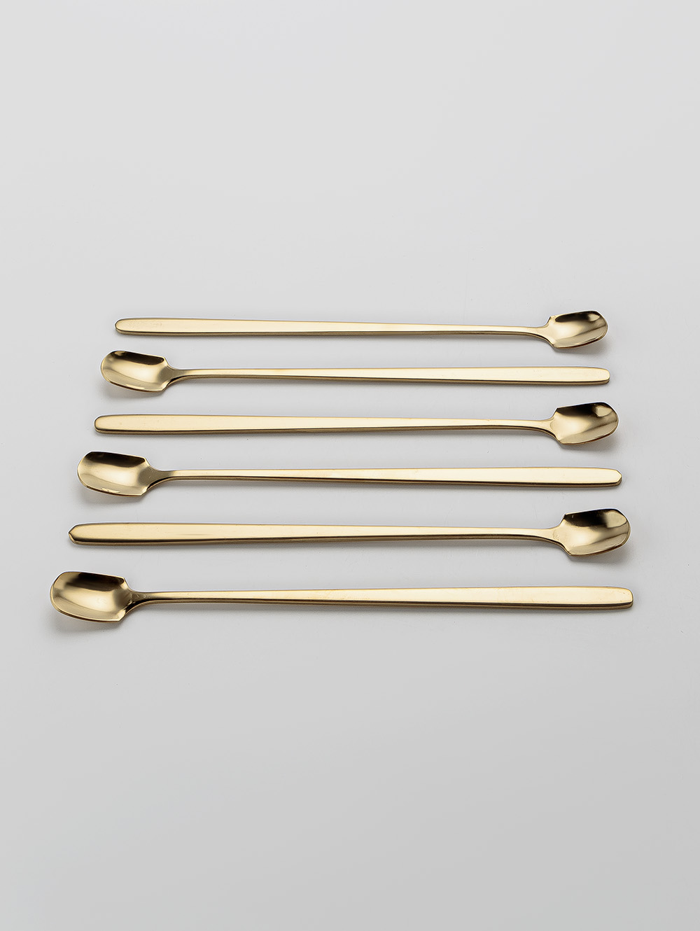 SET X 6 CUCHARAS DE ACERO DORADO DISE&Ntilde;O PALA 17CM image number null