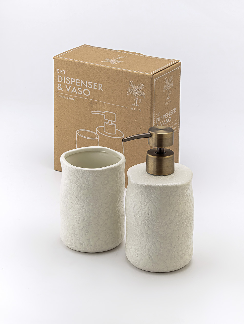 SET DISPENSER Y VASO SASHA WHITE image number null