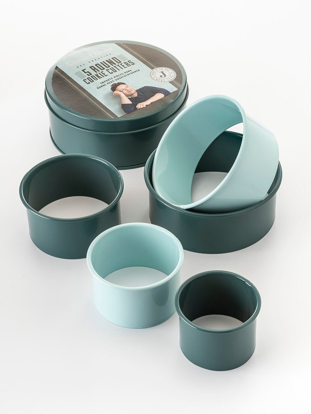 SET OF 5 STAINLESS STEEL ROUND COOKIE CUTTERS - 5CM, 6CM, 7CM, 8.5CM AND 9,5CM image number null