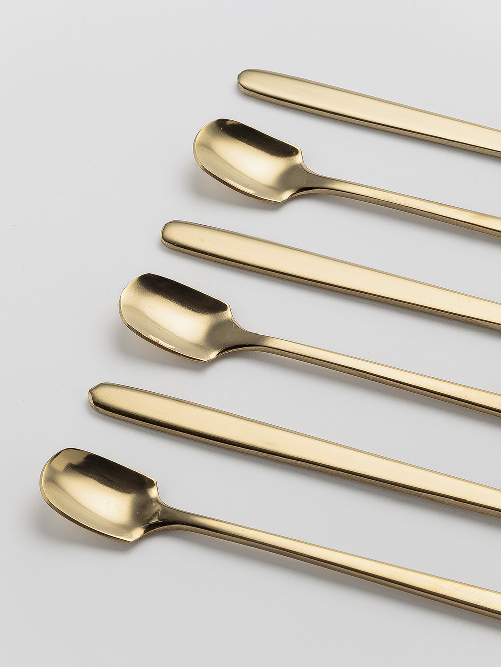 SET X 6 CUCHARAS DE ACERO DORADO DISE&Ntilde;O PALA 17CM image number null