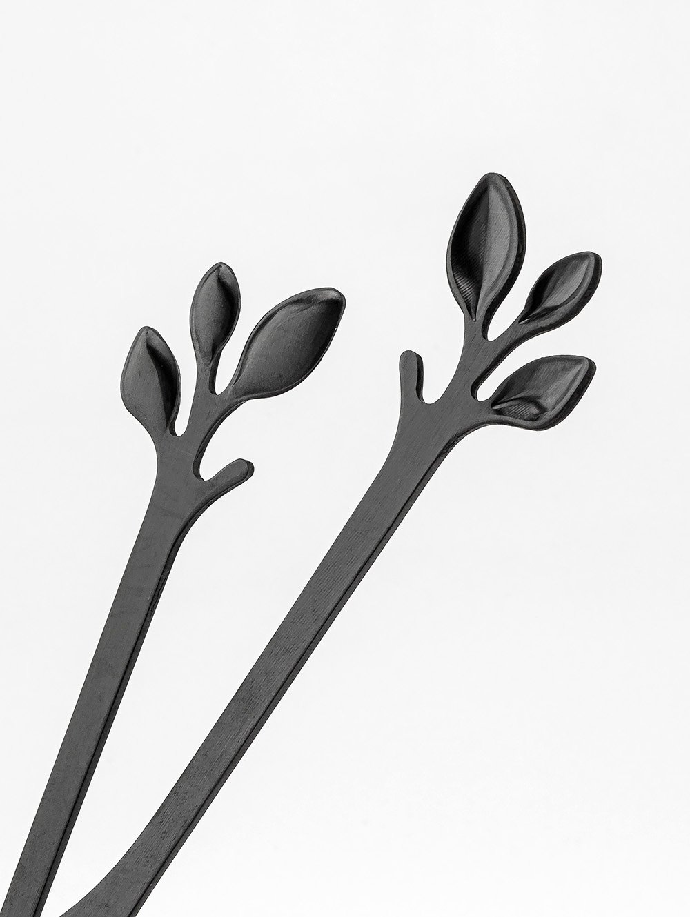 SET X6 CUCHILLOS NEGROS LEAF DISEÑO HOJA EN CAJA image number null