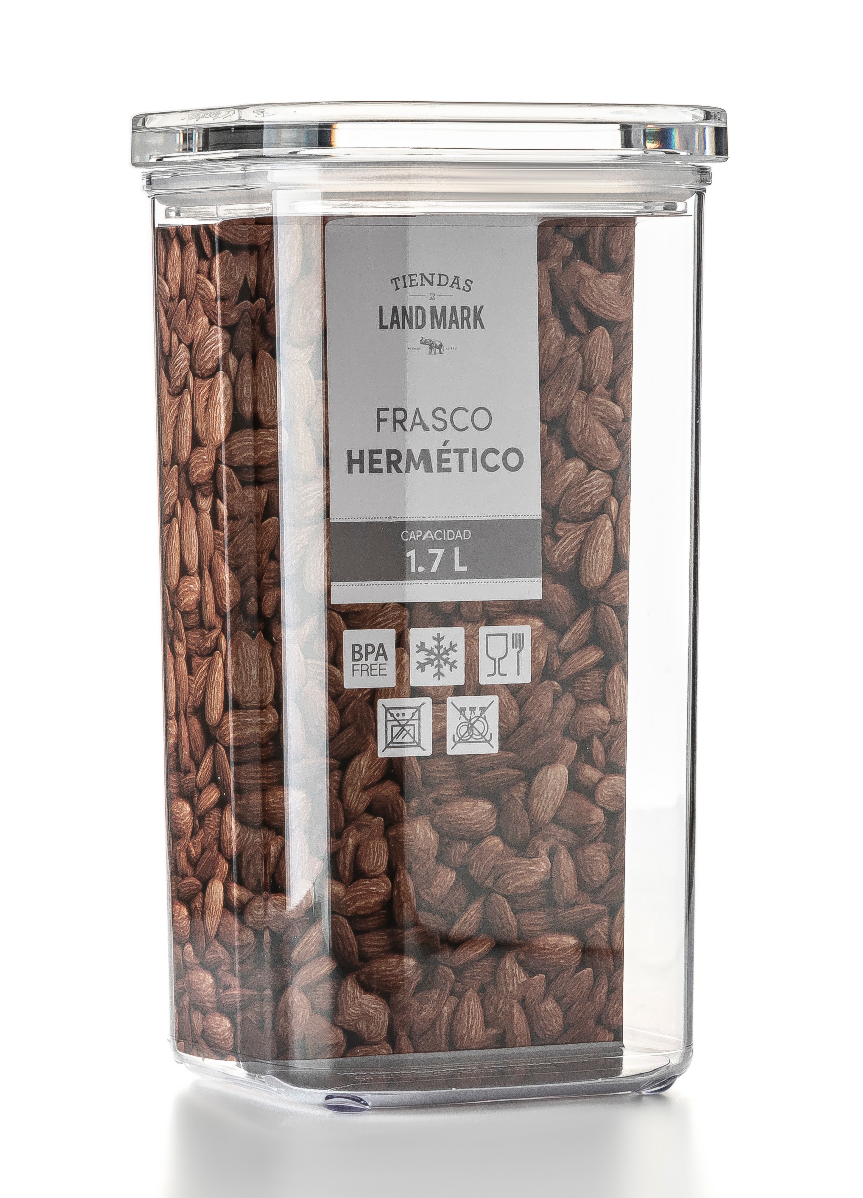 FRASCO HERMETICO CUADRADO CLEAR 1700ML image number null