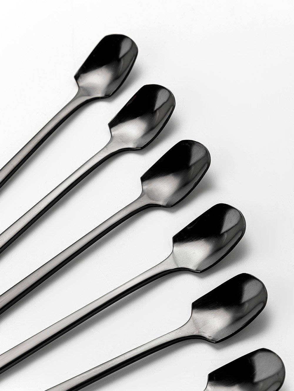 SET X 6 CUCHARAS DE ACERO NEGRO DISE&Ntilde;O PALA 17CM image number null