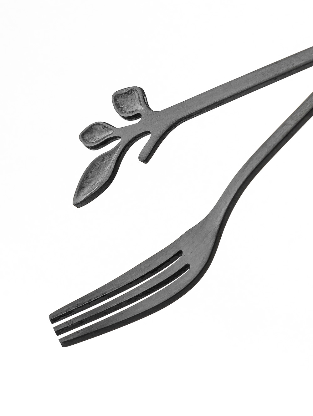 SET X6 TENEDORES NEGROS LEAF DISEÑO HOJA EN CAJA image number null