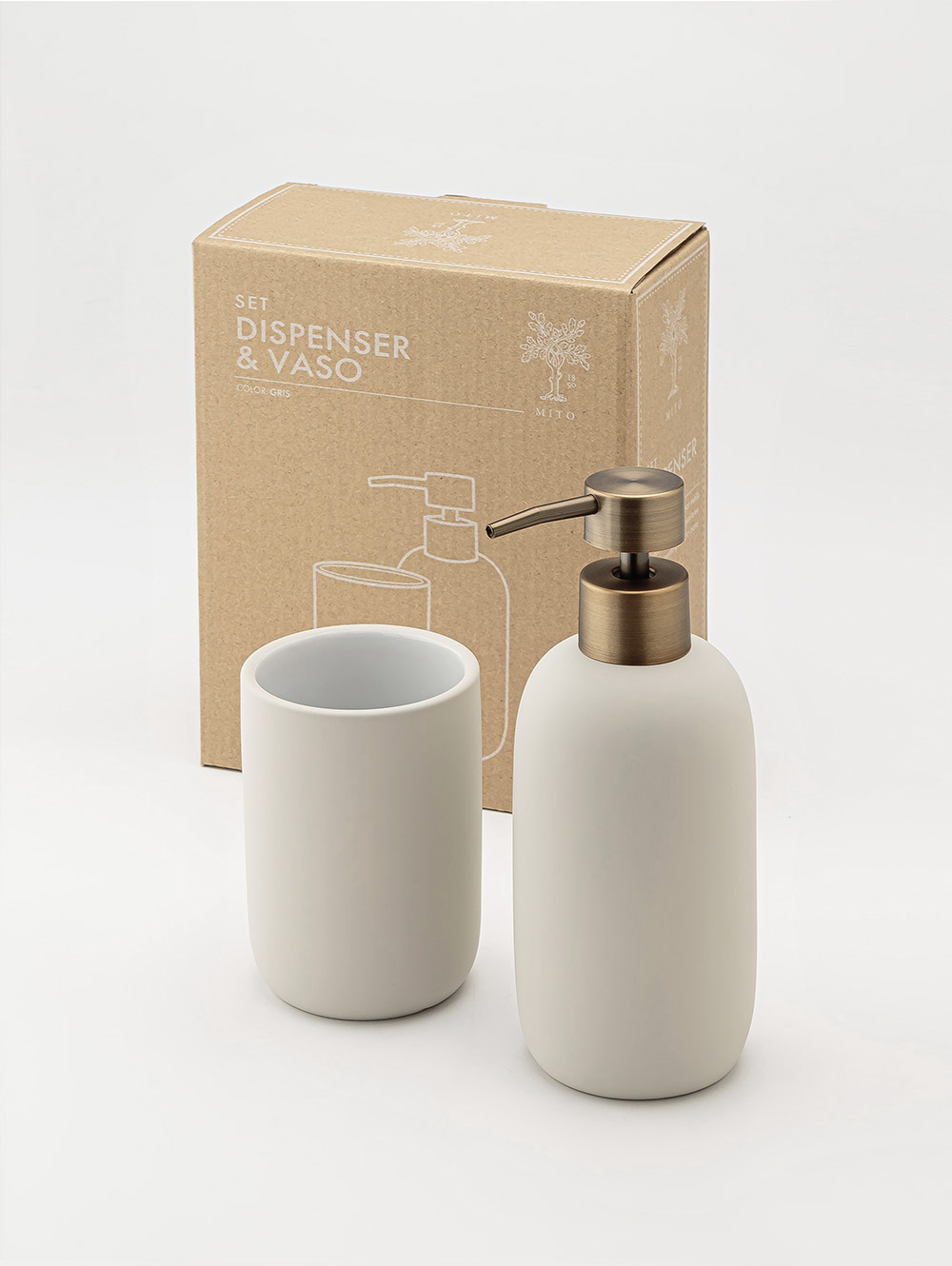 SET DISPENSER Y VASO MILAN GREY image number null