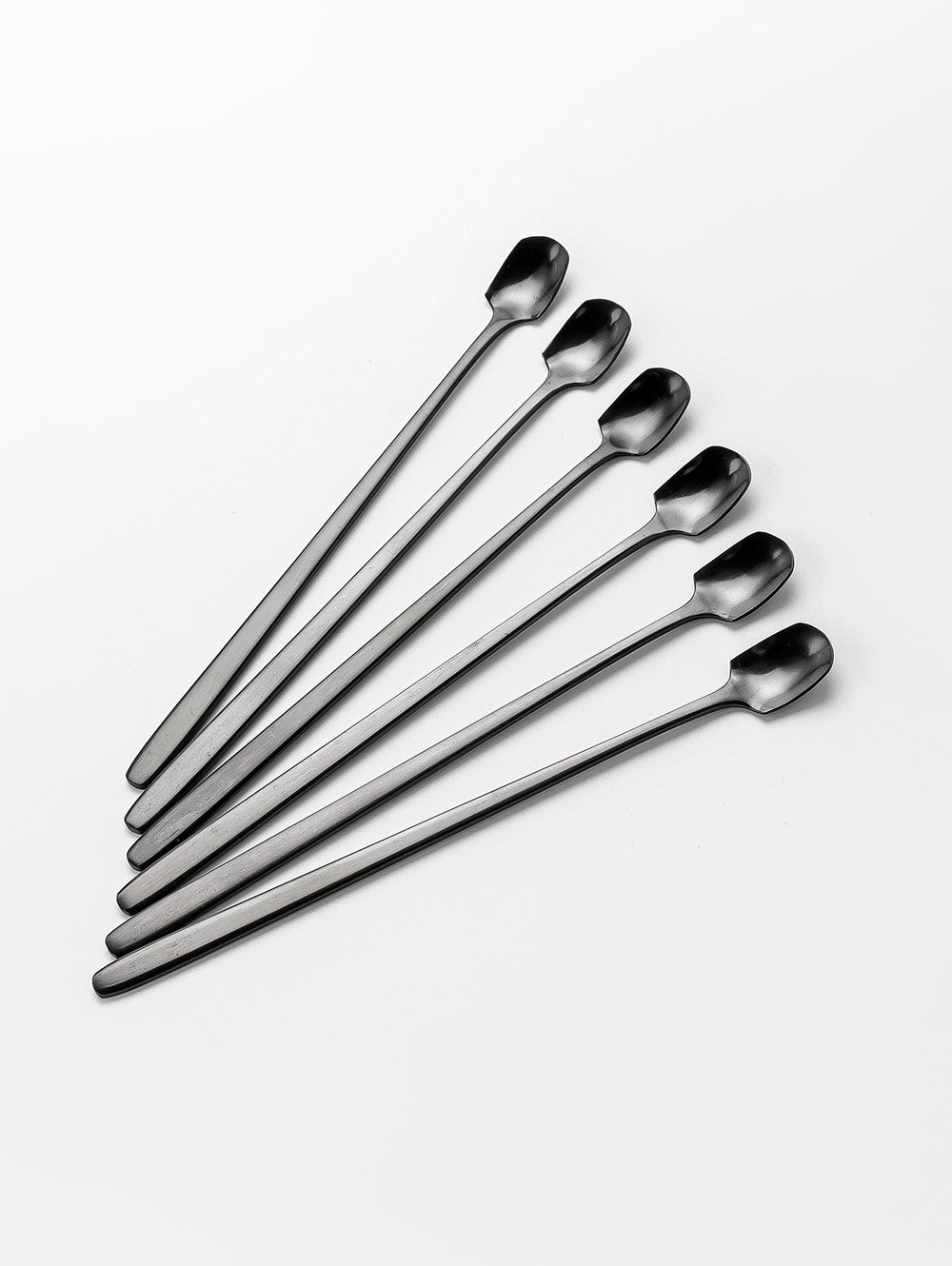 SET X 6 CUCHARAS DE ACERO NEGRO DISE&Ntilde;O PALA 17CM image number null