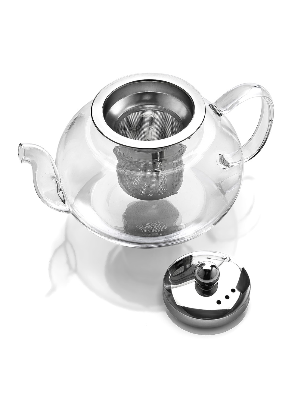 TETERA DE VIDRIO CON INFUSOR Y TAPA DE ACERO 800 ML image number null