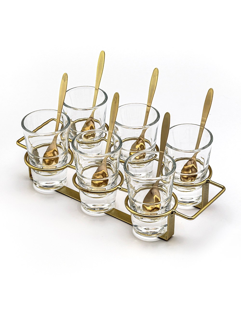 set de copetineros vidrio-SET X 6 COPETINEROS DE VIDRIO CON CUCHARA Y RACK DE METAL 26X14 CM-MISHKA-2.jpg image number null
