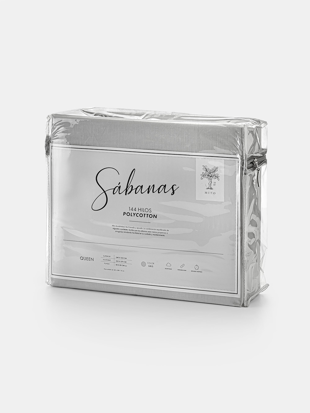 JUEGO DE SABANAS 144H QUEEN GREY image number null