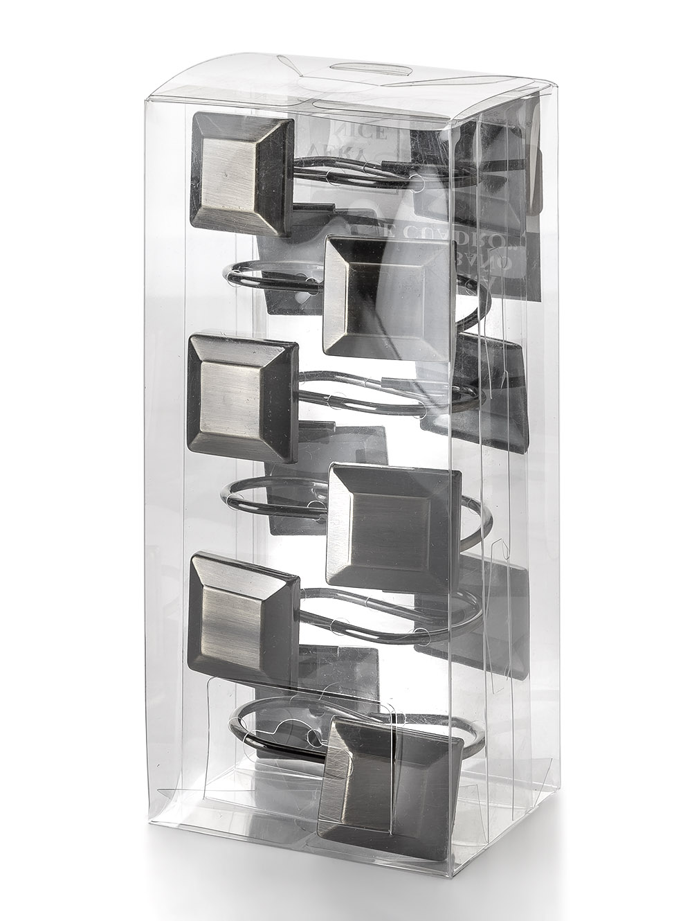 GANCHOS P/CORTINA DE BA&Ntilde;O METAL SQUARE image number null