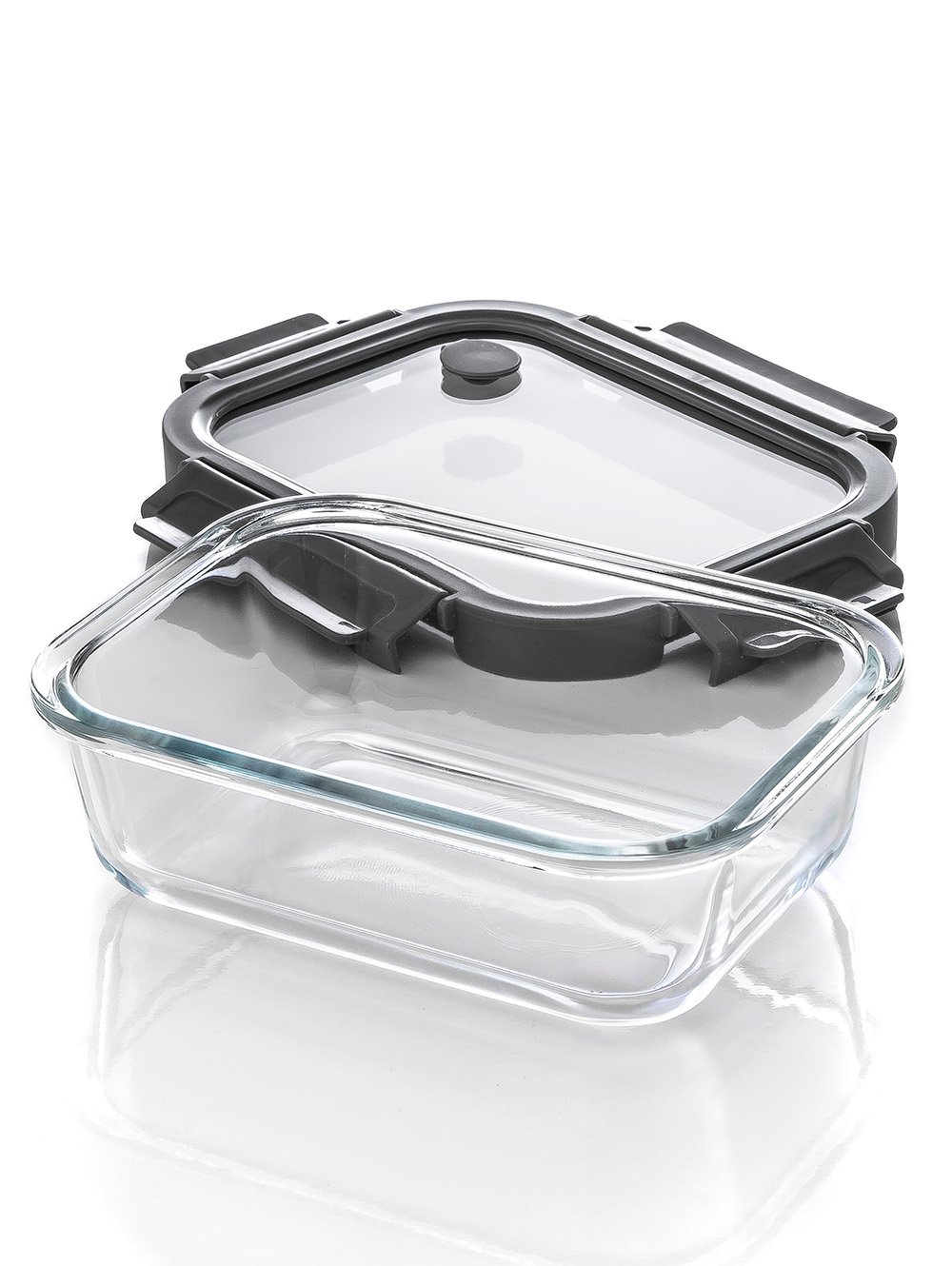 CONTENEDOR RECTANGULAR GLASS GREY 19 CM image number null