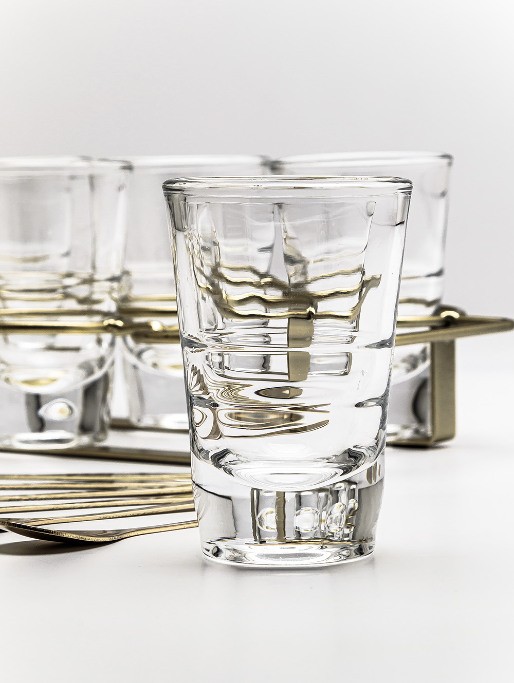 set de copetineros vidrio-SET X 6 COPETINEROS DE VIDRIO CON CUCHARA Y RACK DE METAL 26X14 CM-MISHKA-4.jpg image number null