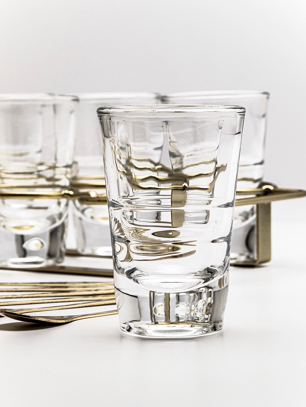 set de copetineros vidrio-SET X 6 COPETINEROS DE VIDRIO CON CUCHARA Y RACK DE METAL 26X14 CM-MISHKA-4.jpg image number null