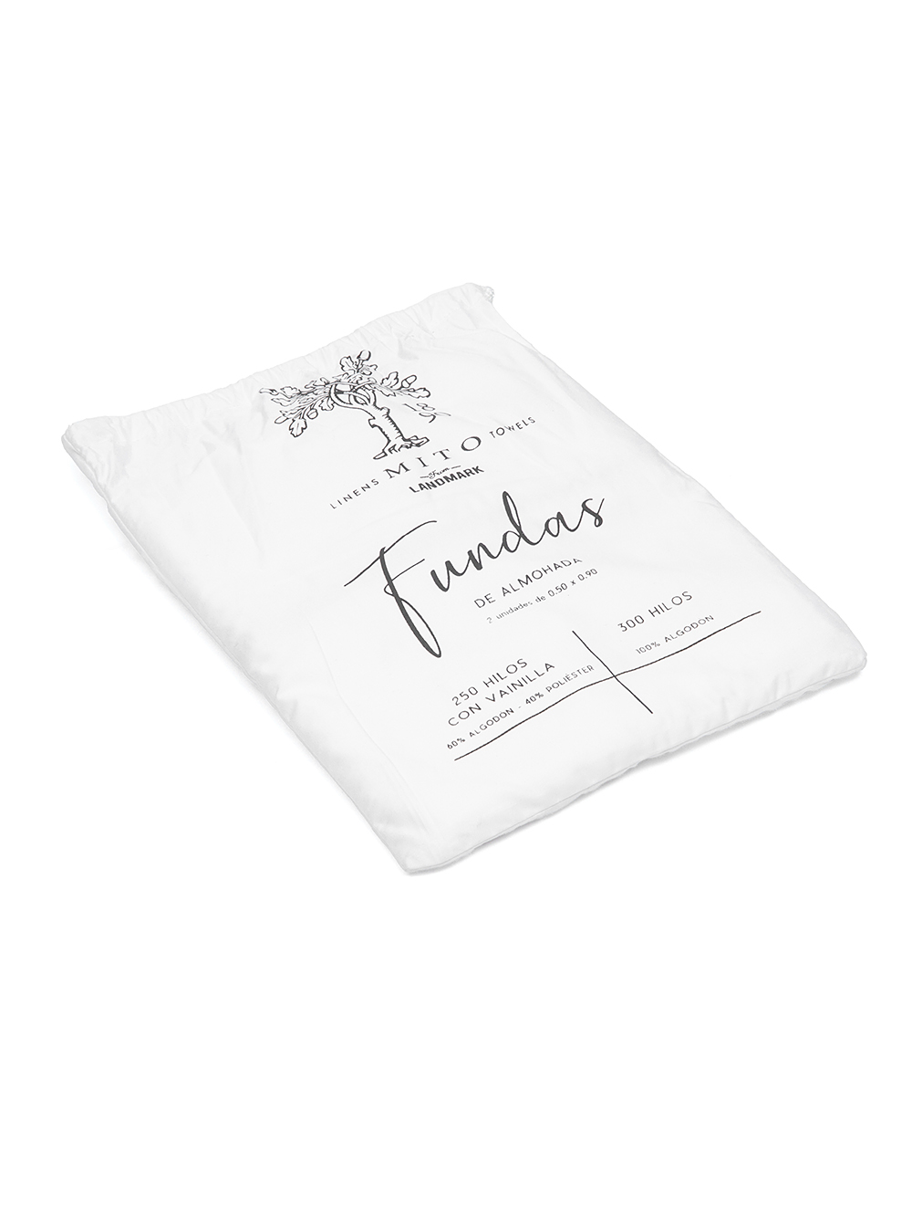 Set de fundas blancas de almohadas-PACK X 2 FUNDAS DE ALMOHADAS SATÃN OPACO 250H BCO. CVAINILLA-Tiendas Landmark-0.jpg image number null