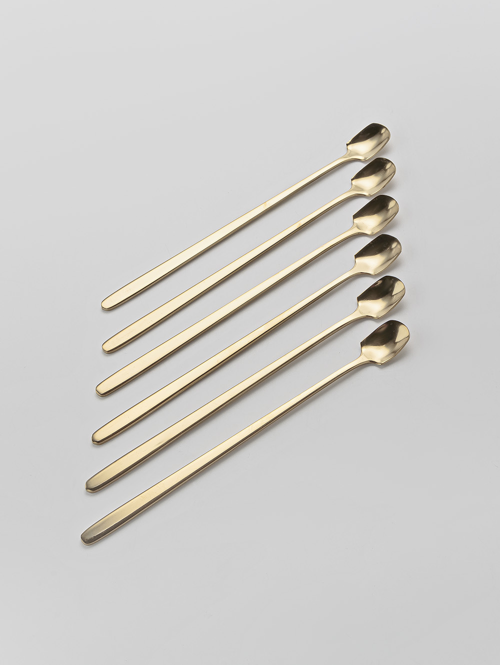 SET X 6 CUCHARAS DE ACERO DORADO DISE&Ntilde;O PALA 17CM image number null