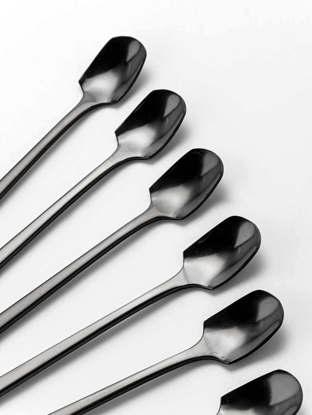 SET X 6 CUCHARAS DE ACERO NEGRO DISE&Ntilde;O PALA 17CM image number null