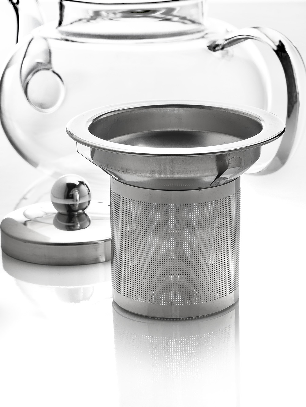 TETERA DE VIDRIO CON INFUSOR Y TAPA DE ACERO 800 ML image number null