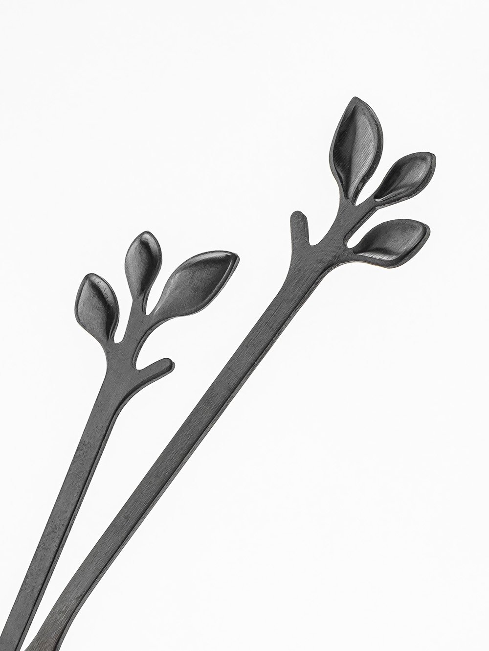 SET X6 TENEDORES NEGROS LEAF DISE&Ntilde;O HOJA EN CAJA image number null