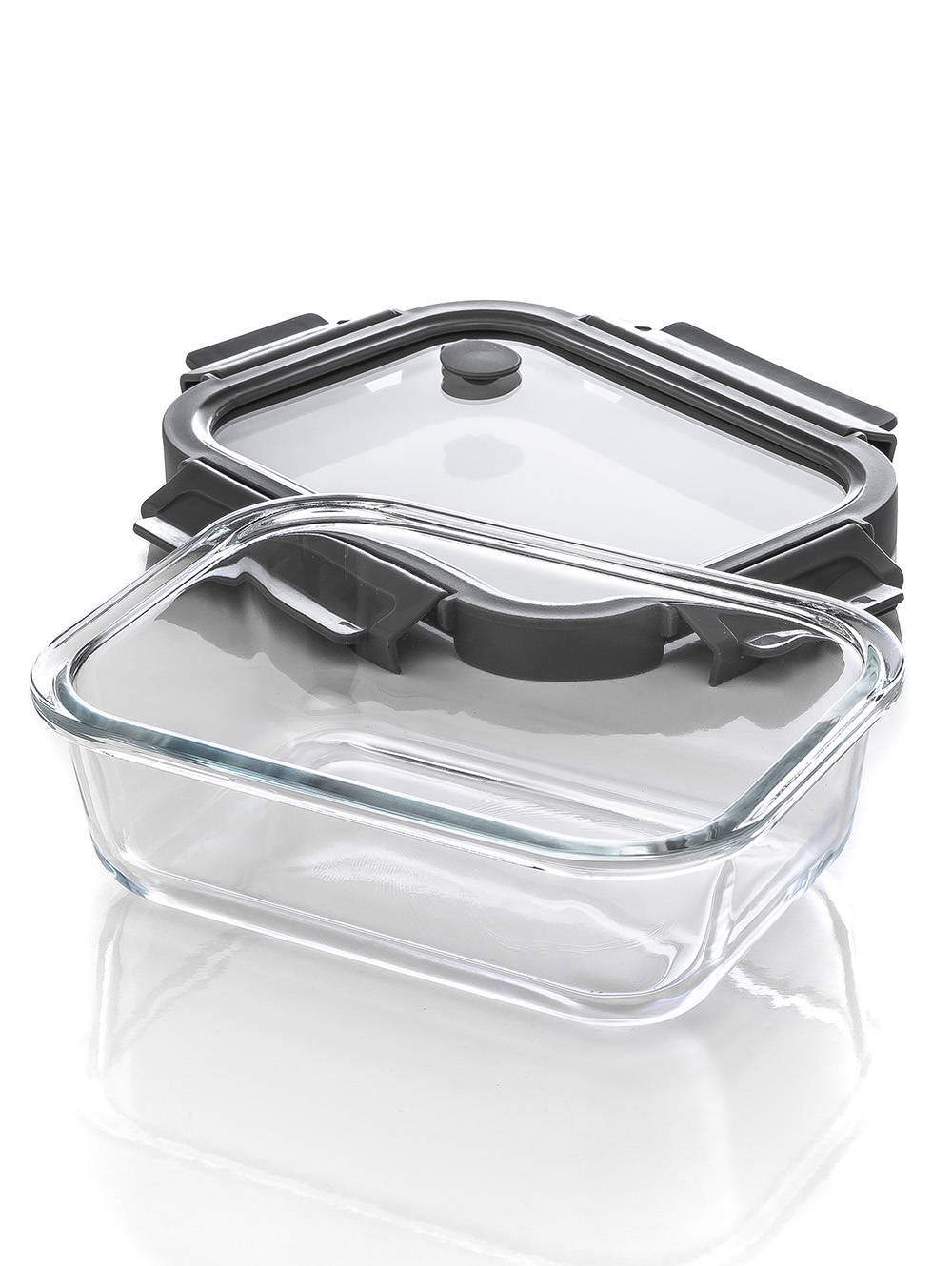 CONTENEDOR RECTANGULAR GLASS GREY 19 CM image number null