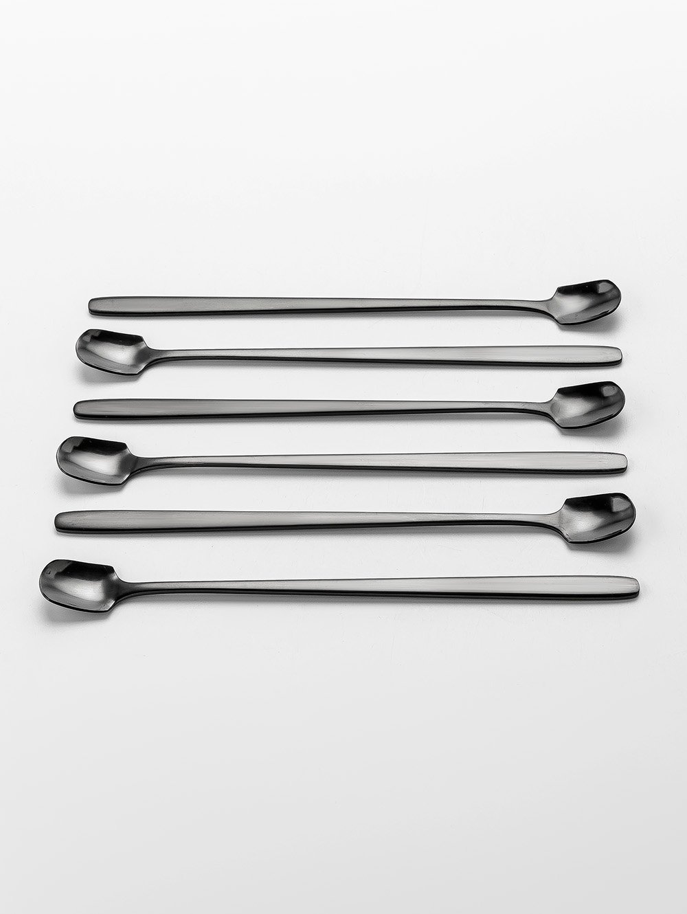 SET X 6 CUCHARAS DE ACERO NEGRO DISE&Ntilde;O PALA 17CM image number null