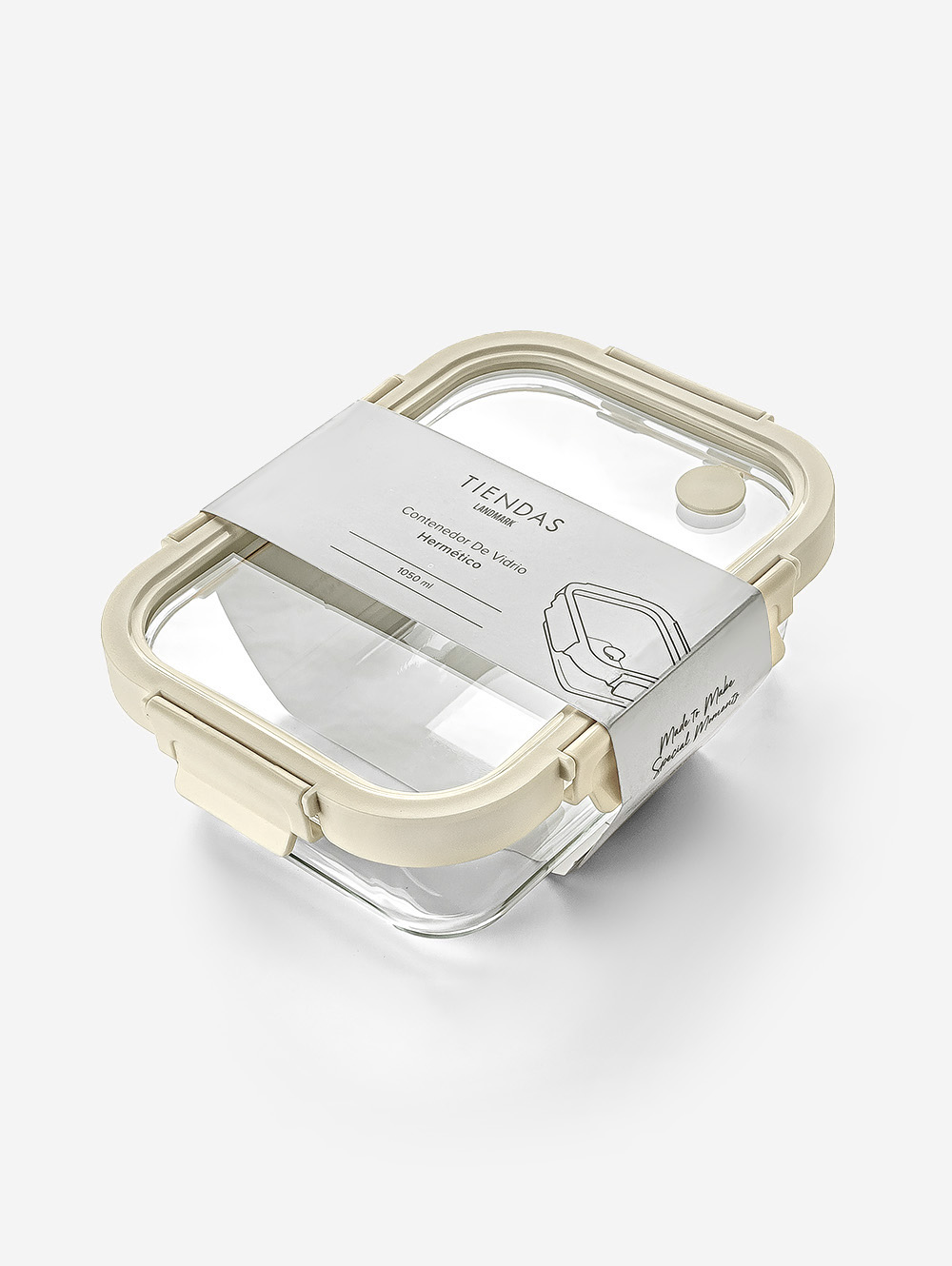 CONTENEDOR RECTANGULAR GLASS OFF WHITE 19 CM image number null