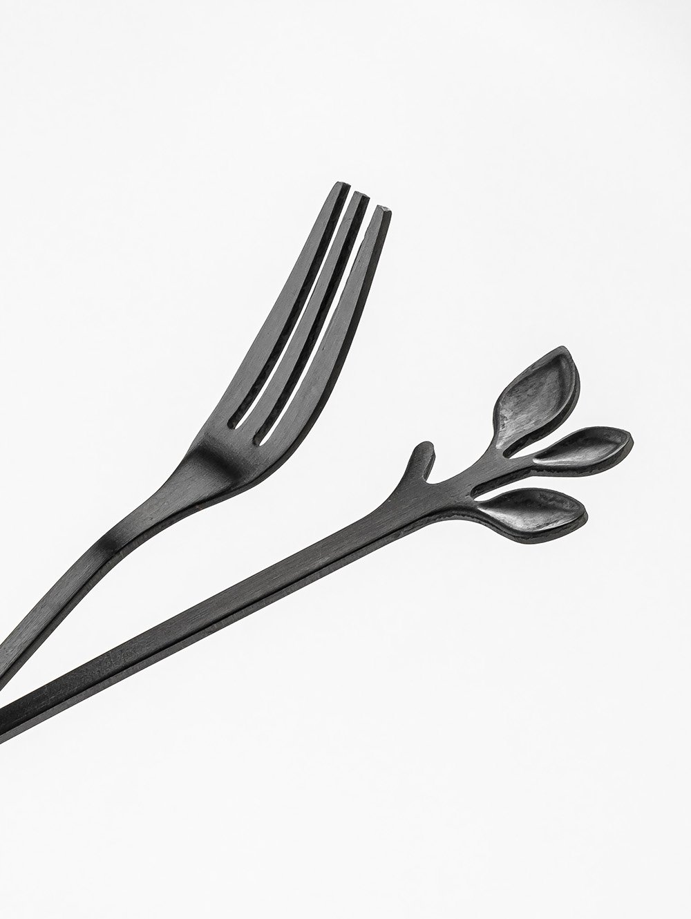 SET X6 TENEDORES NEGROS LEAF DISE&Ntilde;O HOJA EN CAJA image number null