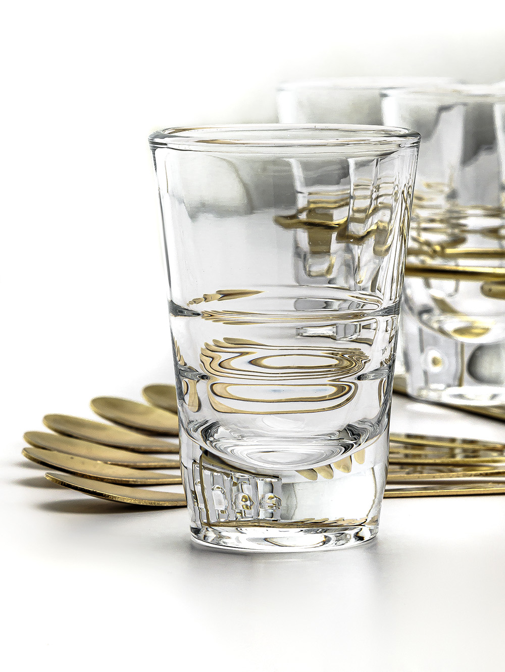 set de copetineros vidrio-SET X 6 COPETINEROS DE VIDRIO CON CUCHARA Y RACK DE METAL 26X14 CM-MISHKA-5.jpg image number null