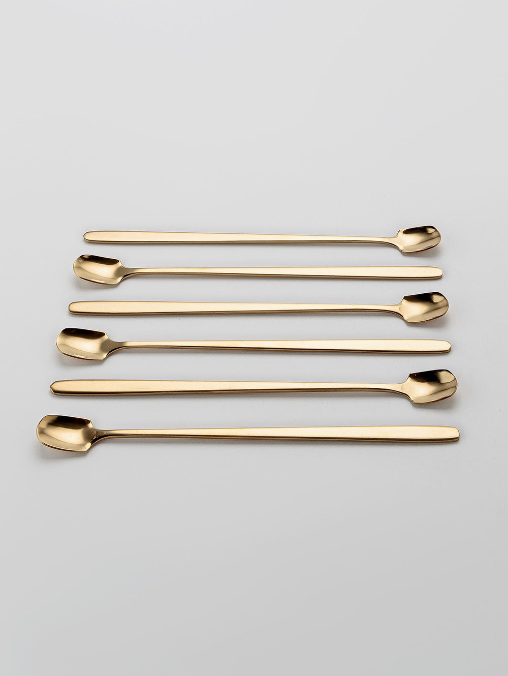 SET X 6 CUCHARAS DE ACERO DORADO DISE&Ntilde;O PALA 17CM image number null